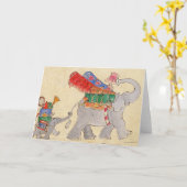 象の移動日 カード (黄色い花)