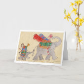 象の移動日 カード (黄色い花)