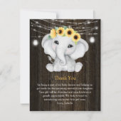 象の素朴ひまわりライト女の子の赤ちゃんシャワー 招待状 (正面)