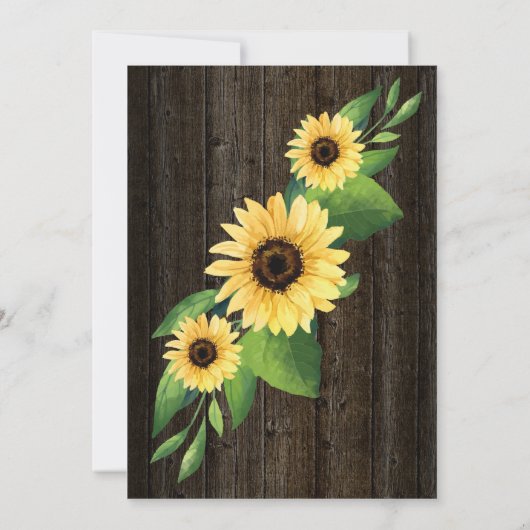 象の素朴ひまわりライト女の子の赤ちゃんシャワー 招待状 (裏面)