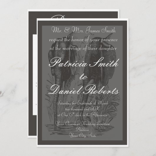 象の結婚式 招待状 (正面/裏面)