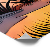 象の絵画インドの子供の母の幸せな生活 ポスター (角)