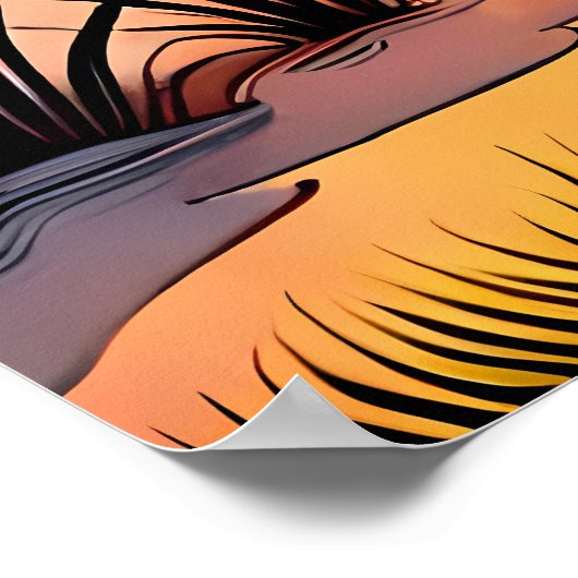 象の絵画インドの子供の母の幸せな生活 ポスター (角)