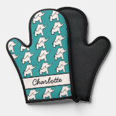 象の緑と白の漫画パーソナライズされた。 鍋つかみ (正面/裏面)