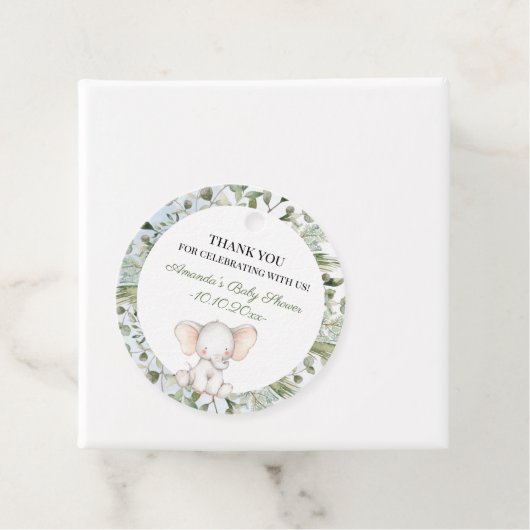 象の緑の男の子サークルボーイ赤ちゃんシャワー フェイバータグ (インサイチュ)