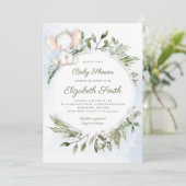 象の緑の葉の少年の青い赤ちゃんシャワー 招待状 (スタンド正面)