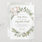 象の緑の葉ベビーシャワー招待状 招待状 (正面/裏面)