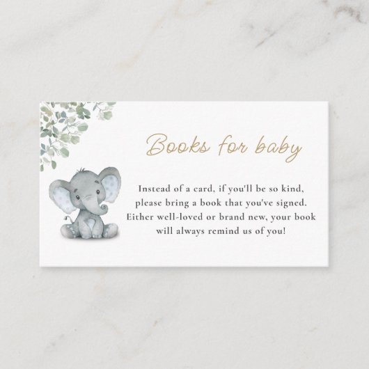 象の緑の赤ちゃんシャワーベビー エンクロージャーカード (正面)