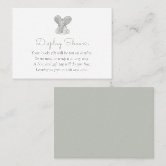 象の緑の赤ちゃんシャワー本ベビーEnclo エンクロージャーカード (正面/裏面)