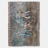 象の群れのデジタル芸術 スローブランケット (正面縦)