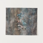 象の群れのデジタル芸術 タペストリー (正面(横))