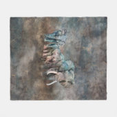 象の群れのデジタル芸術 フリースブランケット (正面(横))