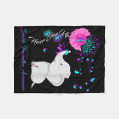 象の自殺予防意識リボンGIF フリースブランケット (正面(横))