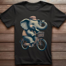 象の自転車レトロTシャツ Tシャツ