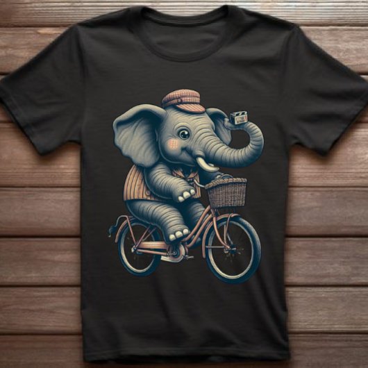 象の自転車レトロTシャツ Tシャツ