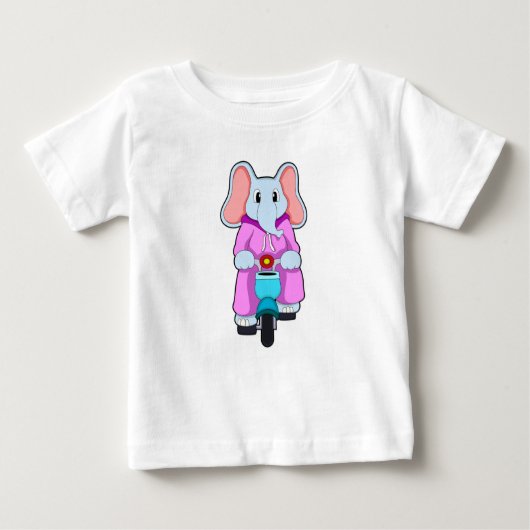 象の自転車 ベビーTシャツ (正面)