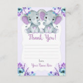 象の花を持つ双子の女の子サンキューカード エンクロージャーカード (正面)