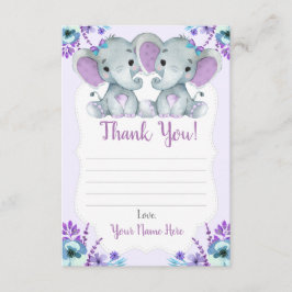 象の花を持つ双子の女の子サンキューカード エンクロージャーカード