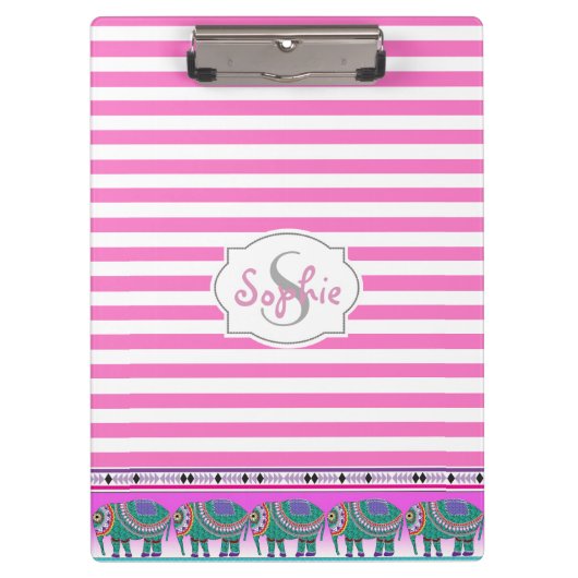 象の華美ターコイズを剥パーソナライズされたぎ クリップボード (正面)