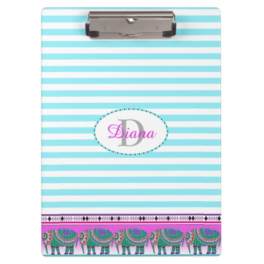 象の華美ターコイズを剥パーソナライズされたぎ クリップボード (正面)
