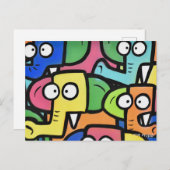 象の落書きポストカード ポストカード (正面/裏面)