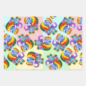 象の虹の色パッチワーク ラッピングペーパーシート (正面2)