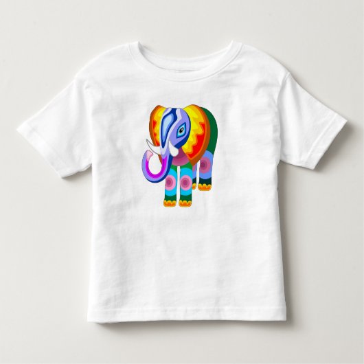 象の虹はパッチワークの幼児のティーを着色します トドラーTシャツ (正面)