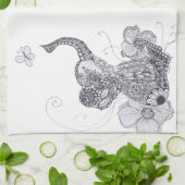 象の蝶 キッチンタオル (折り畳み)