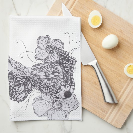 象の蝶 キッチンタオル (四つ折り)