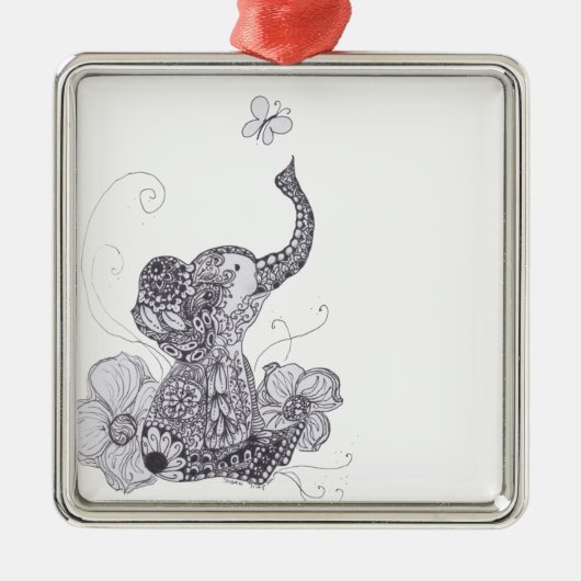 象の蝶 メタルオーナメント (正面)
