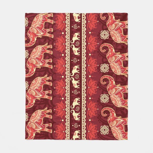 象の行進:シームレよくはしゃぐームパターン。 フリースブランケット (正面)