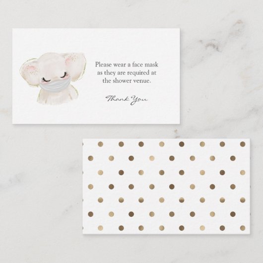 象の衣服a顔マスクリクエストベビーシャワー エンクロージャーカード (正面/裏面)