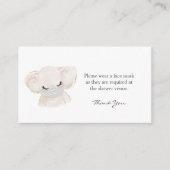 象の衣服a顔マスクリクエストベビーシャワー エンクロージャーカード (正面)