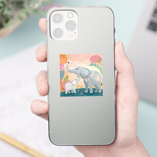 象の親子 シール (スマートフォン)