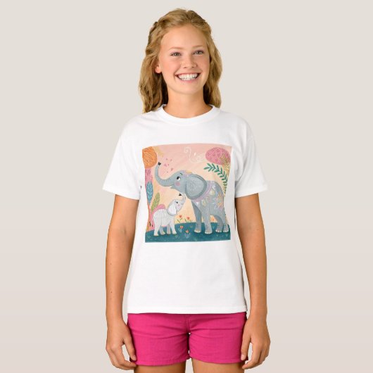 象の親子 Tシャツ (正面フル)