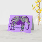 象の誕生日カード カード (黄色い花)