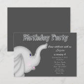 象の誕生日パーティー招待状 招待状 (正面/裏面)