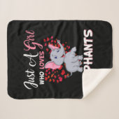 象の贈り物が大好きな女の子 シェルパブランケット (正面(横))