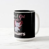 象の贈り物が大好きな女の子 ツートーンマグカップ (正面右)