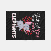 象の贈り物が大好きな女の子 フリースブランケット (正面(横))