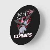 象の贈り物が大好きな女の子 ラウンド壁時計 (傾斜)