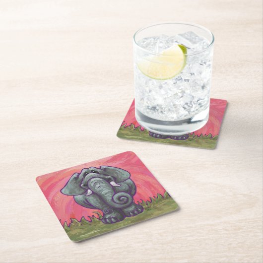 象の贈り物とアクセサリー スクエアペーパーコースター (インサイチュ)