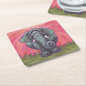 象の贈り物とアクセサリー スクエアペーパーコースター (アングル)