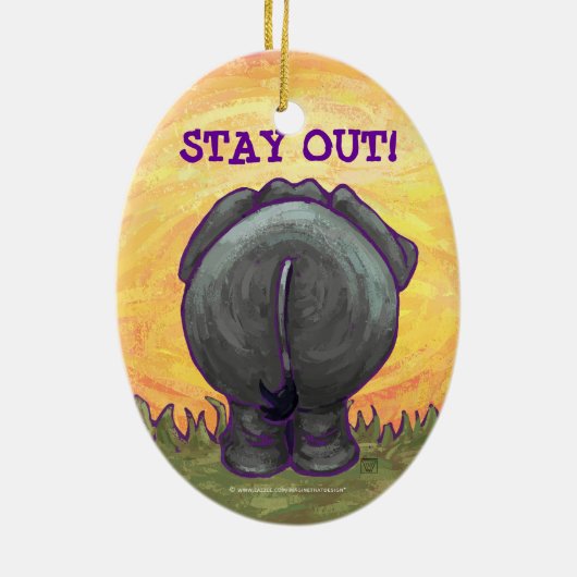 象の贈り物とアクセサリー セラミックオーナメント (裏面)