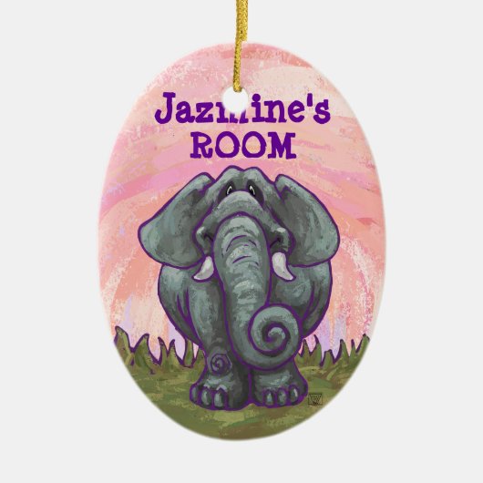 象の贈り物とアクセサリー セラミックオーナメント (正面)