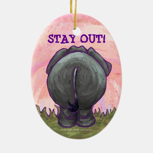 象の贈り物とアクセサリー セラミックオーナメント (裏面)