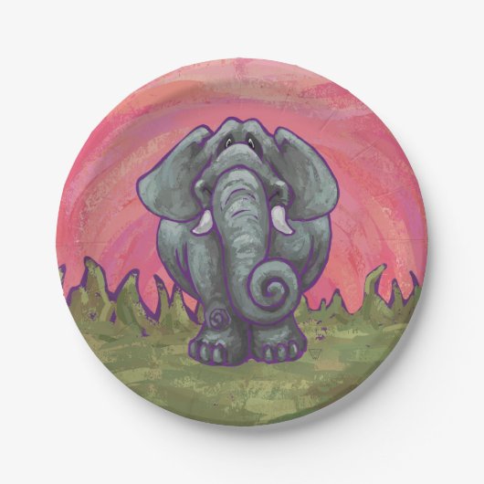 象の贈り物とアクセサリー ペーパープレート (正面)