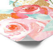 象の赤ちゃんのシャワーパーティーの背景バナー 女の子 ポスター (角)