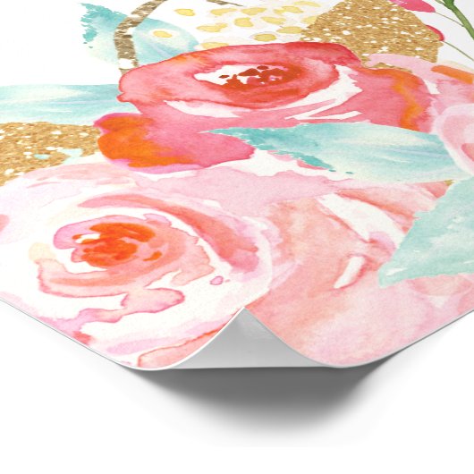 象の赤ちゃんのシャワーパーティーの背景バナー 女の子 ポスター (角)