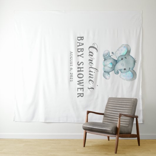 象の赤ちゃんのシャワー背景、写真撮影小道具 タペストリー (インサイチュ(横))